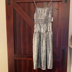 Old Navy Metallic Silver Elastic-Neck Top
